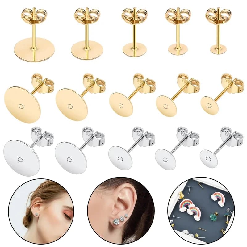 50 pcs/bag 925 Silver Stainless Steel Earrings Spine Earrings Back For Jewelry Creation