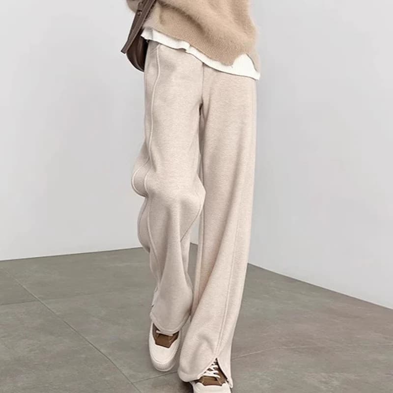 Pantaloni foderati in pile a spina di pesce da donna autunno inverno Pantaloni leggings slim fit dritti in vita elastica casual Abbigliamento uomo