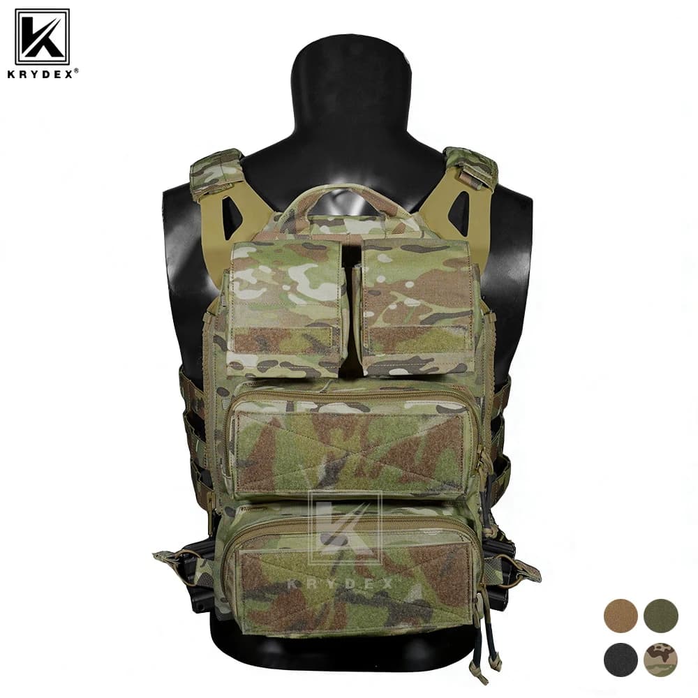 Zaino tattico KRYDEX con pannello posteriore Molle, tasca modulare con tasca porta-caricatori per gilet Plate Carrier AVS JPC2.0 CPC NCPC