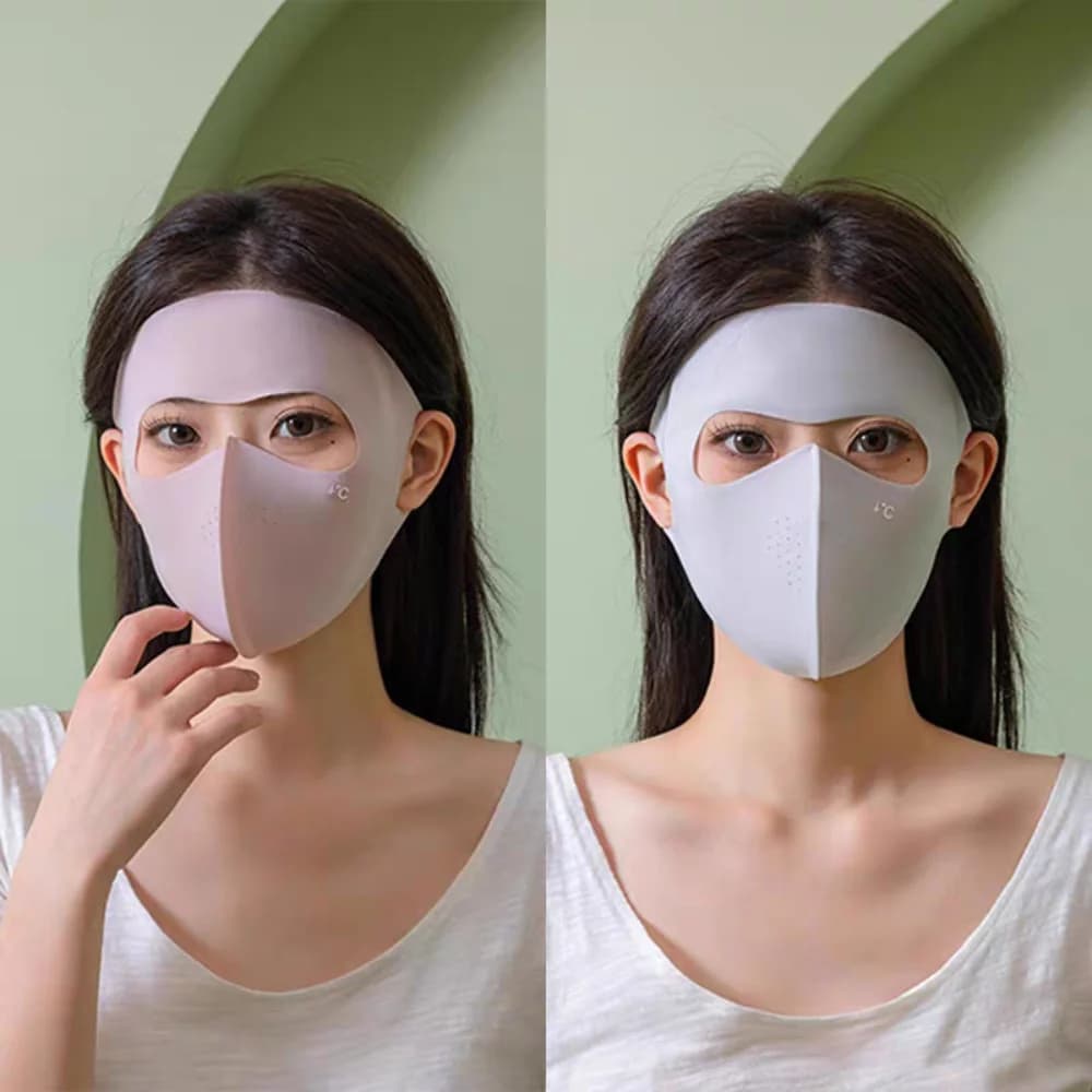 Polyester UPF50+ Sunscreen Mask Traceless Small Hole UV Protection Mask Windproof Breathable Ice Silk Face Clothing Outdoor