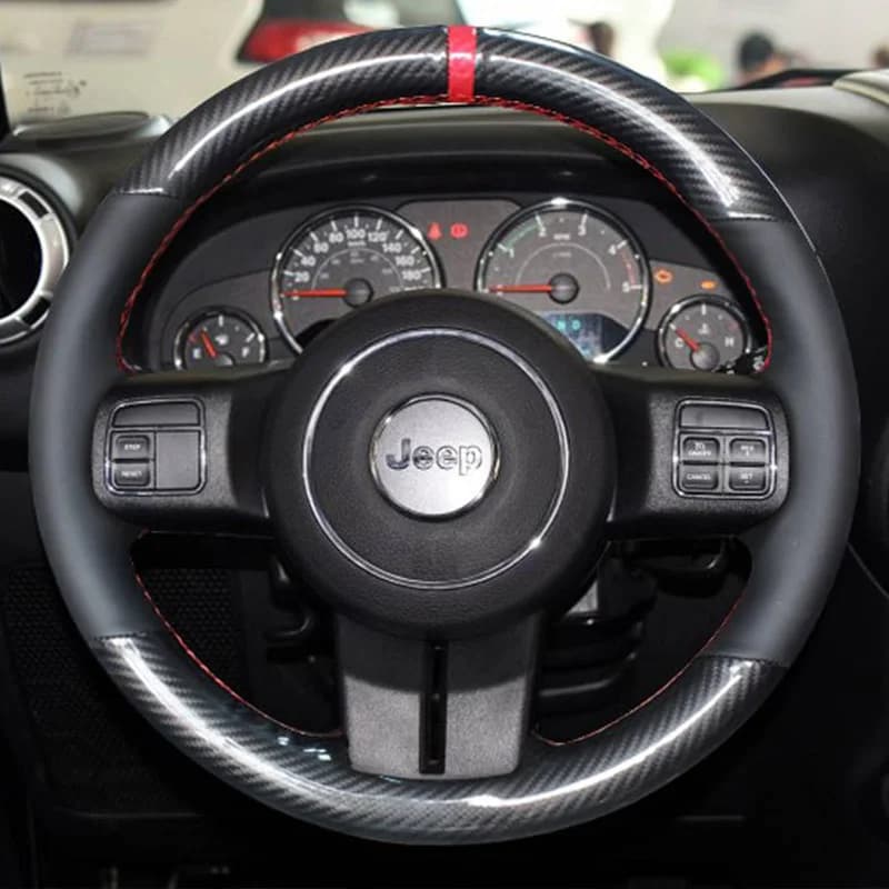 Real carbon fiber leather cover hand-sewn for Jeep Grand Cherokee 2011-13 Compass Wrangler Patriot 2011-16