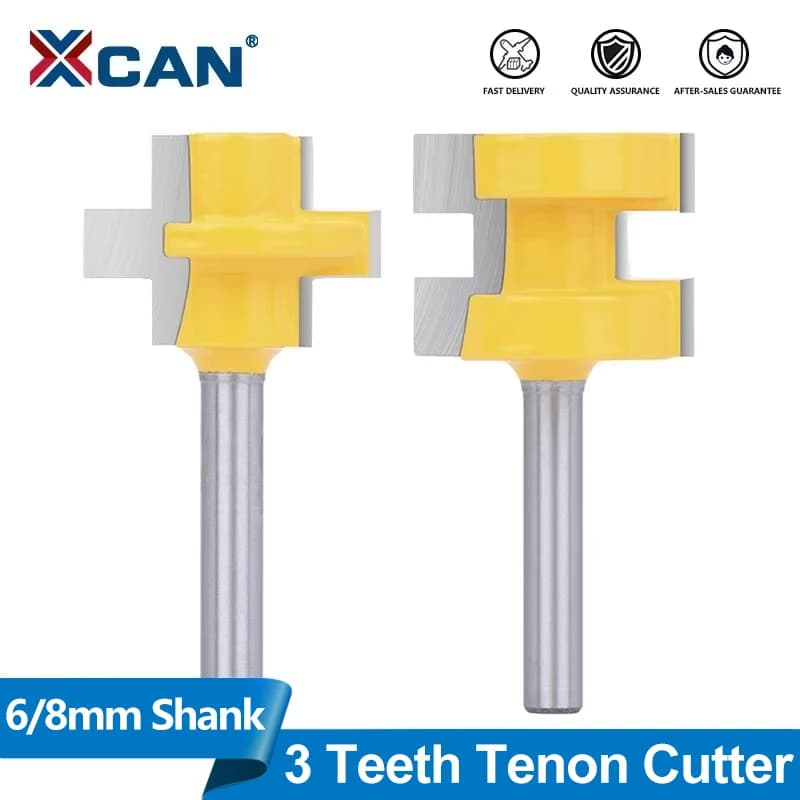 XCAN 2pc Set di punte per router con linguetta e scanalatura 6mm 8mm Gambo Linea coltello Lavorazione del legno Fresa Tenone Cutter per utensili in legno