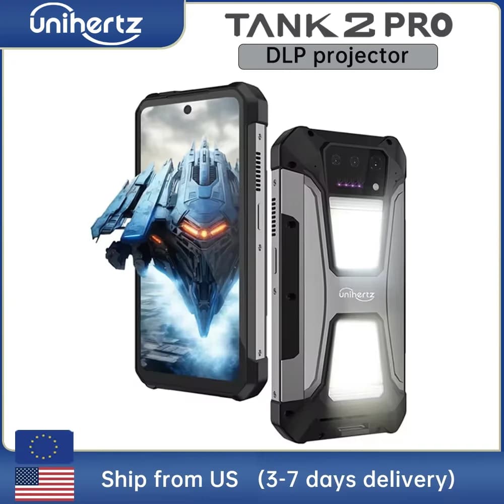 Unihertz Tank 2 PRO 8849 Proiettore integrato per telefono robusto, 24 GB 512 GB, fotocamera da 100 MP, 100 MP, NFC, Helio G99, 23800 mAh, 24 GB 512 GB