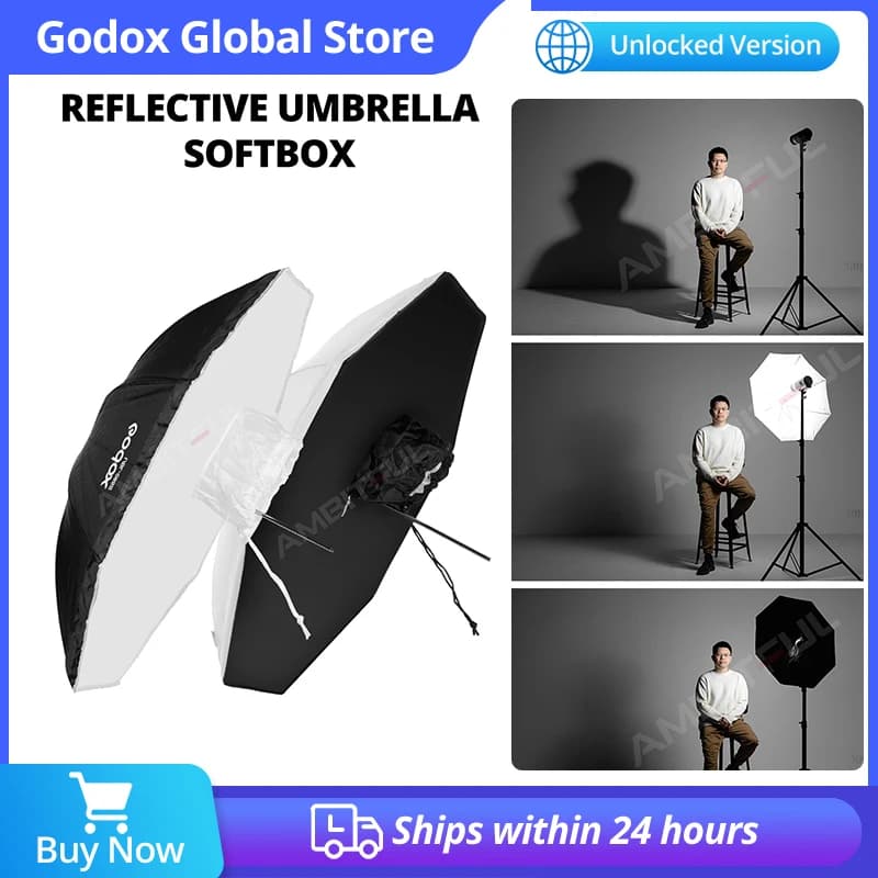 Godox UBL-085S UBL-085T Ombrello luminoso riflettente bianco nero da 82 cm + copertura diffusore