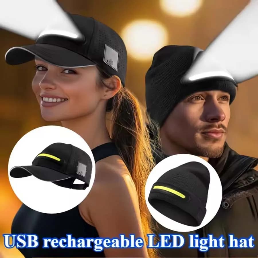 Cappelli da Baseball LED con Torcia, Cappelli da Baseball per Esterni con Luce Regolabile o Lampada Frontale Musicale per Uomini, Pesca, Jogging, Campeggio