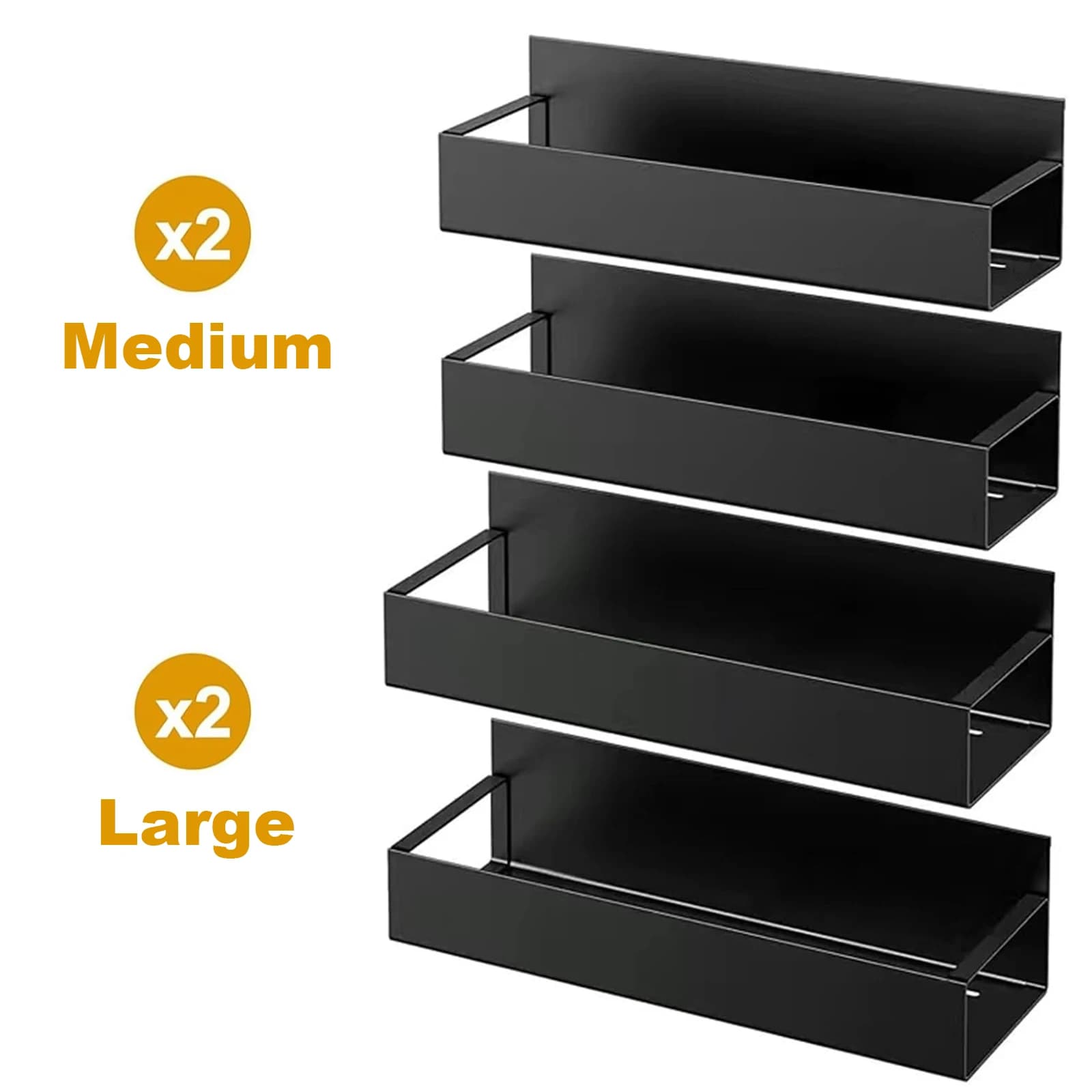 Set di 4 Portaspezie Magnetici in Metallo, Organizzatore per Frigorifero, Porta Barattoli per Cucina, Bagno e Ripiani