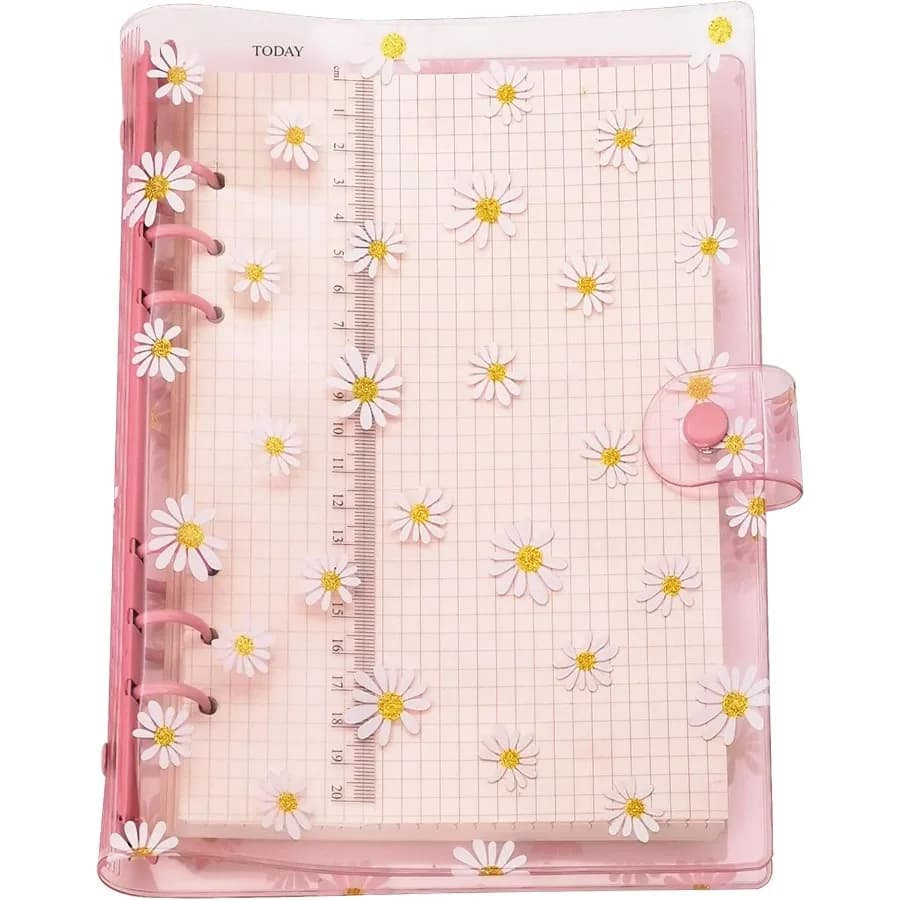 Raccoglitore ad anello rotondo con copertura in PVC colorato A6 A5 a 6 fori con cartella di file con chiusura a bottone Sp per protezioni per fogli a fogli mobili Noteb