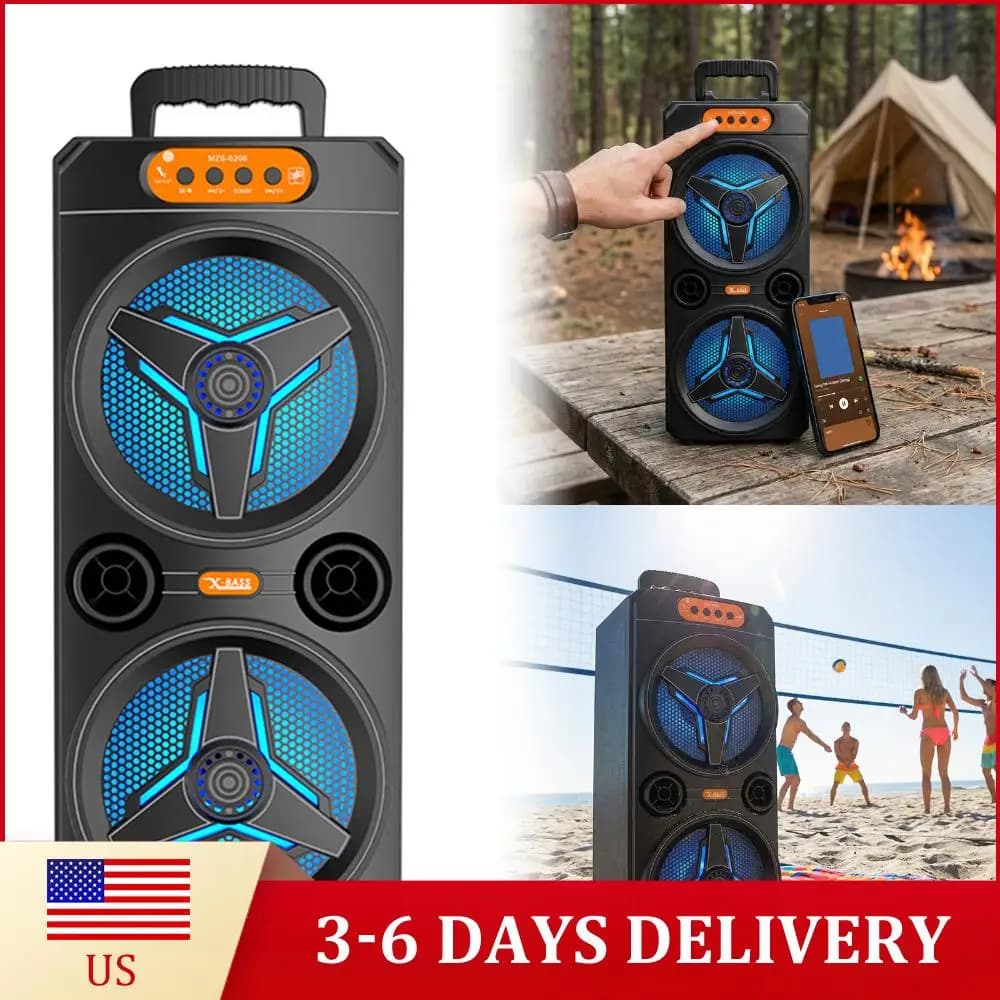 Altoparlante Portatile con Microfono Wireless, Grande Boombox con Supporto TWS/AUX/USB/Scheda TF/Radio FM per Feste, Casa e Campeggio