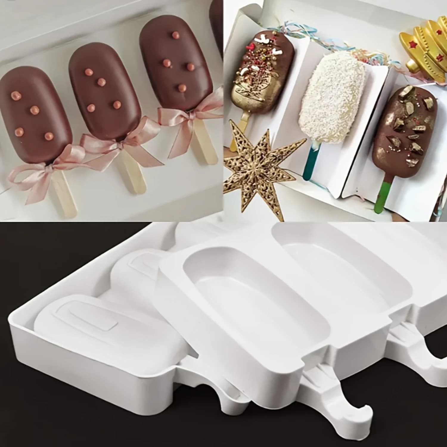 Stampo per ghiaccioli in silicone - Stampo per gelato creativo con stampo per gelatina di sicurezza - Scatola per cubetti di ghiaccio per uso domestico per oggetti da cucina e accessori