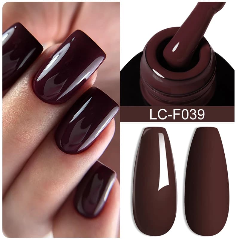 LILYCUTE Smalto per unghie gel marrone scuro Autunno Inverno Cioccolato Vino Rosso Serie di colori caramello per manicure Unghie Art Gel Varnish