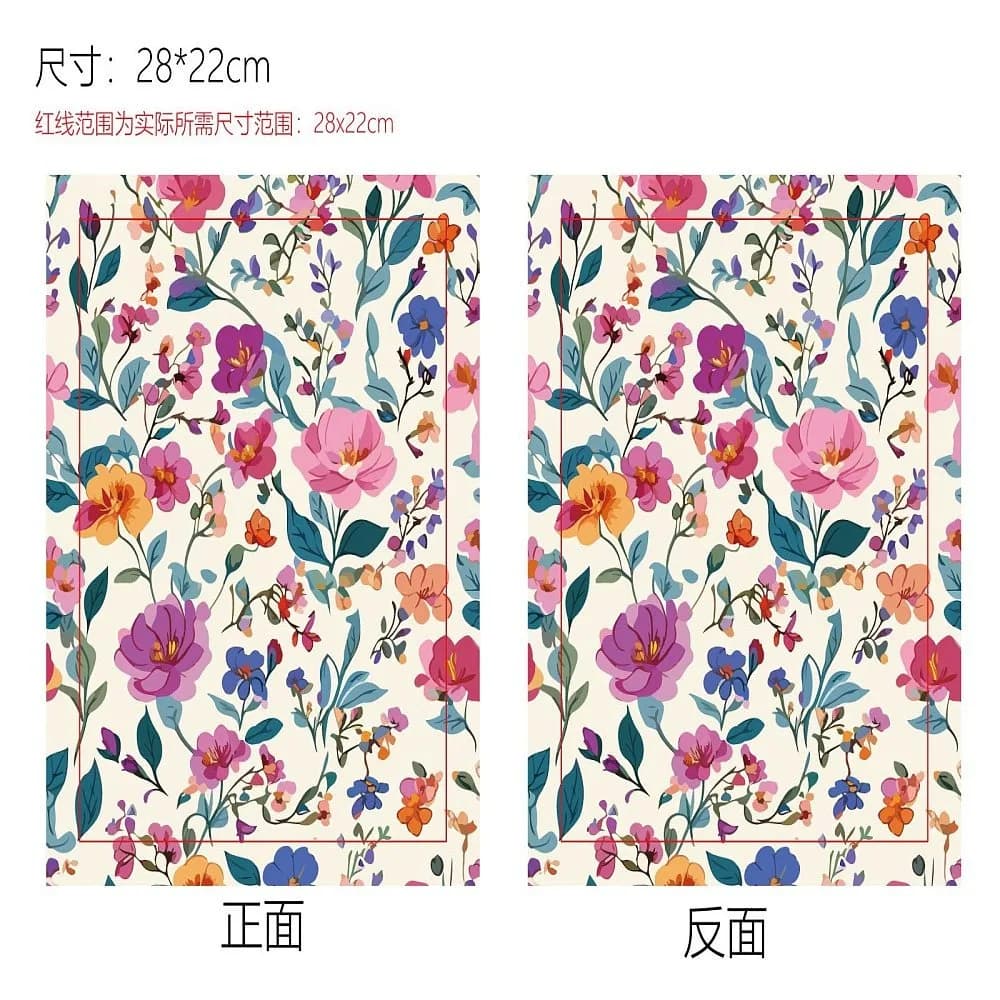 1 copertina per libro in stoffa per notebook, fiore rettangolare 280x220 mm