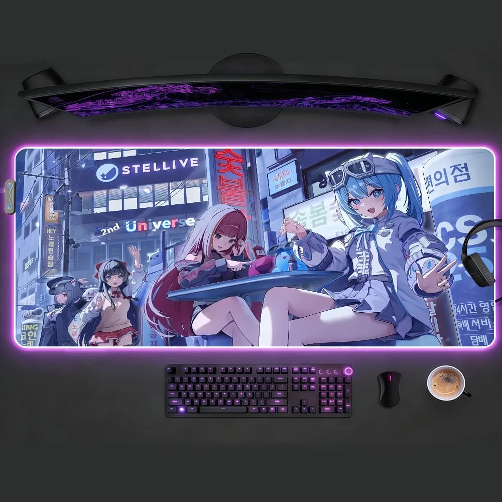 Tappetino per mouse Band S-StelLive RGB LED, tappetino da scrivania antiscivolo, accessori da gioco in gomma, tappetino grande XXL per tastiera da ufficio e computer