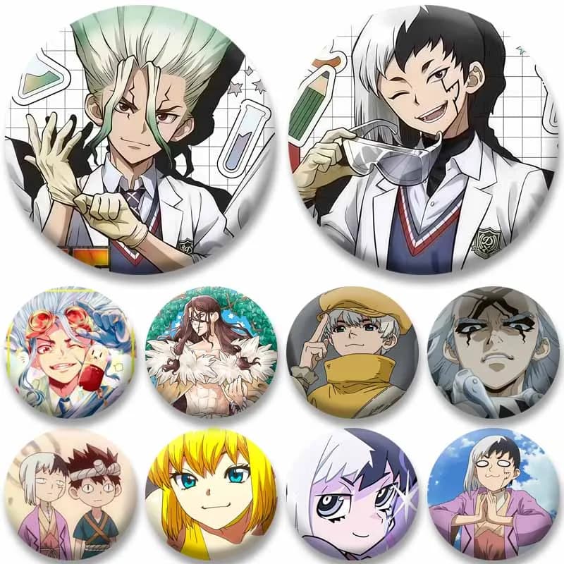Senku Ishigami Kohaku Distintivi per bottoni Fatti a mano Anime Gen Icone Spille smaltate Accessori per gioielli personalizzati Borsa per cappelli Spilla da bavero Regali