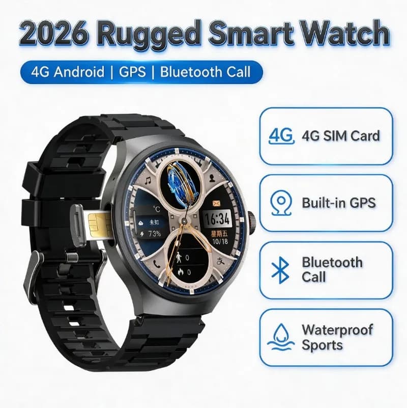 Unisex Large Screen Android Smart Watch SIM Independent Call WiFi GPS Fitness Sports Smartwatch