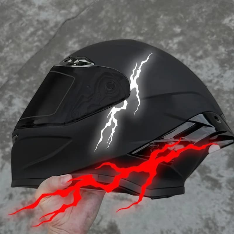 1 Adesivo per Moto a Tema Fulmine - Decalcomania in Vinile di Sicurezza per Casco Bici, Serbatoio Carburante, Decorazione Fai-da-te per Scooter e Auto (Non Riflettente)