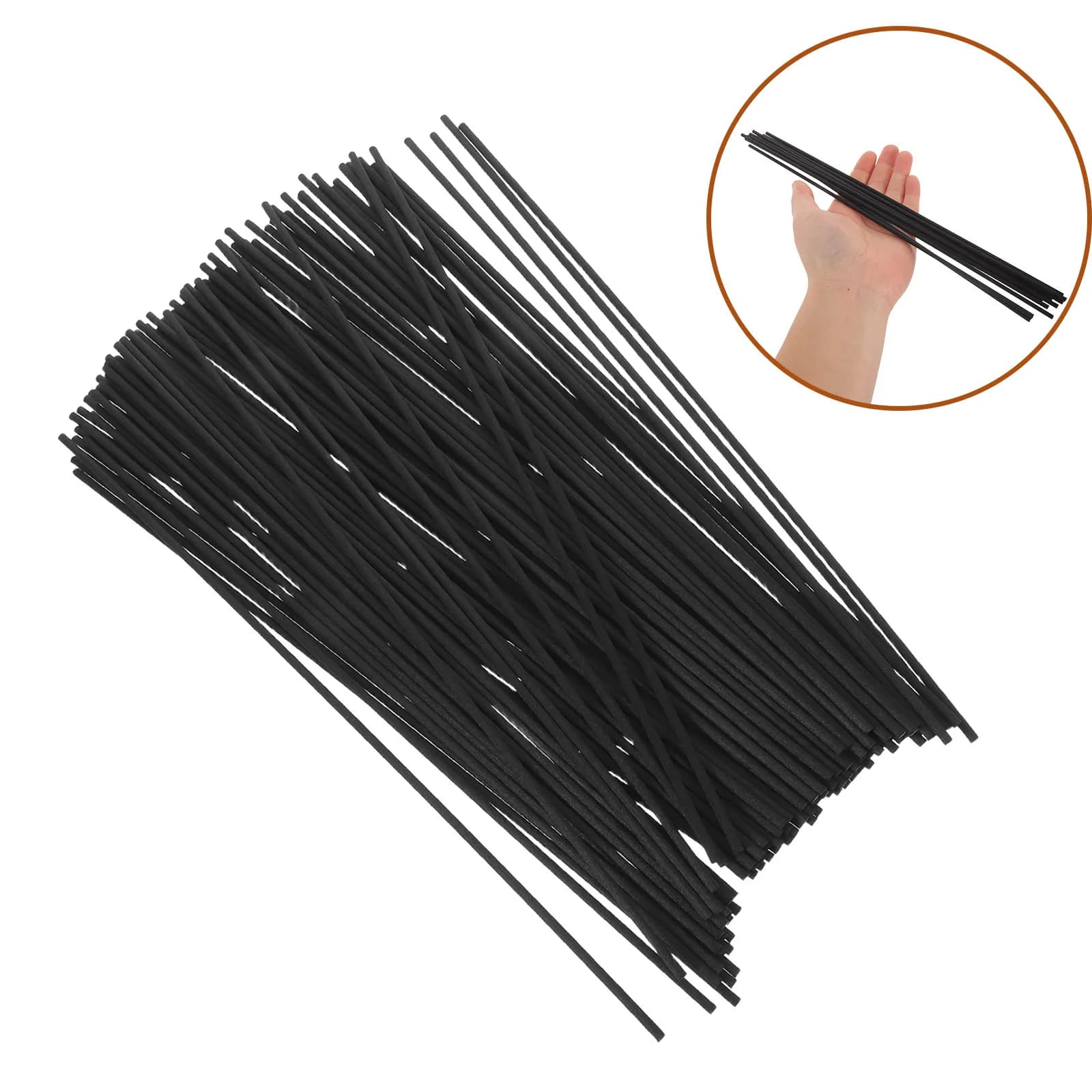 100 Pezzi Bastoncini Diffusori in Fibra Nera Lunghi e Spessi, Ricambi per Diffusori di Fragranze per Ufficio e Bagno