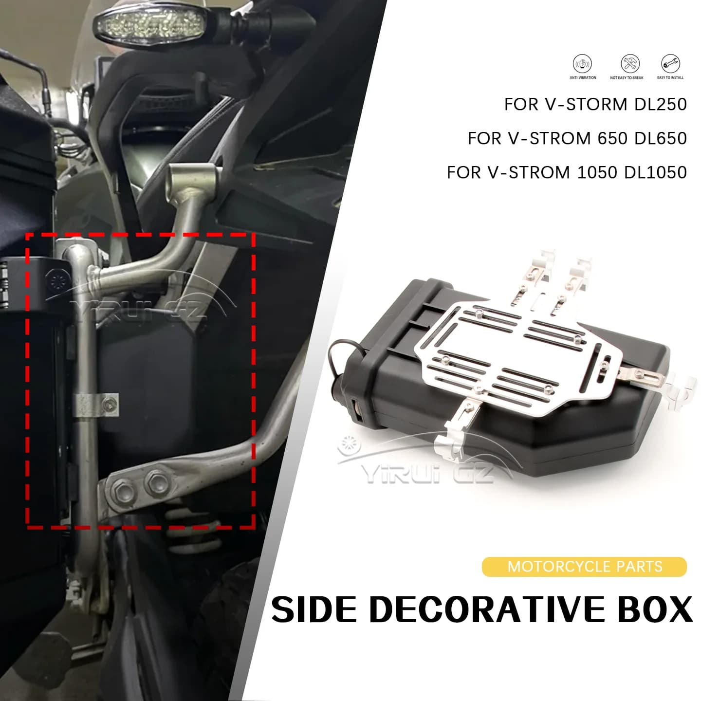 Cassetta degli attrezzi PER Suzuki V-Storm DL 250 650 DL650 1050 DL 1050 Cassetta degli attrezzi Scatola decorativa laterale impermeabile Kit di pronto soccorso/rottura Cassetta degli attrezzi