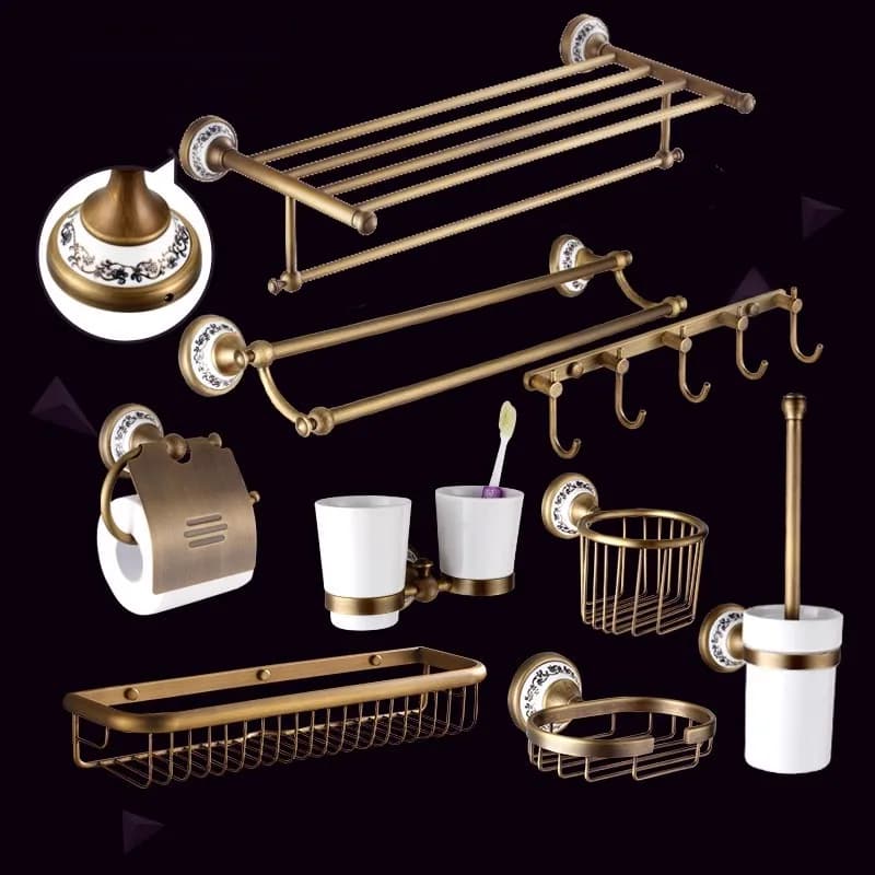 Accessori da bagno in ottone Mensola da bagno Porta carta antico Porta asciugamani Portasapone Porta asciugamani Porta asciugamani Porta asciugamani Hardware per il bagno