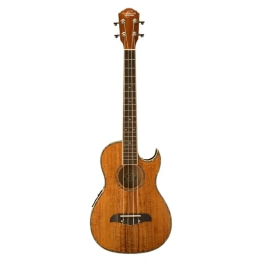 Baritone Ukulele with EQ for live performance, solid mahogany body, natural finish, built-in preamp and tuner