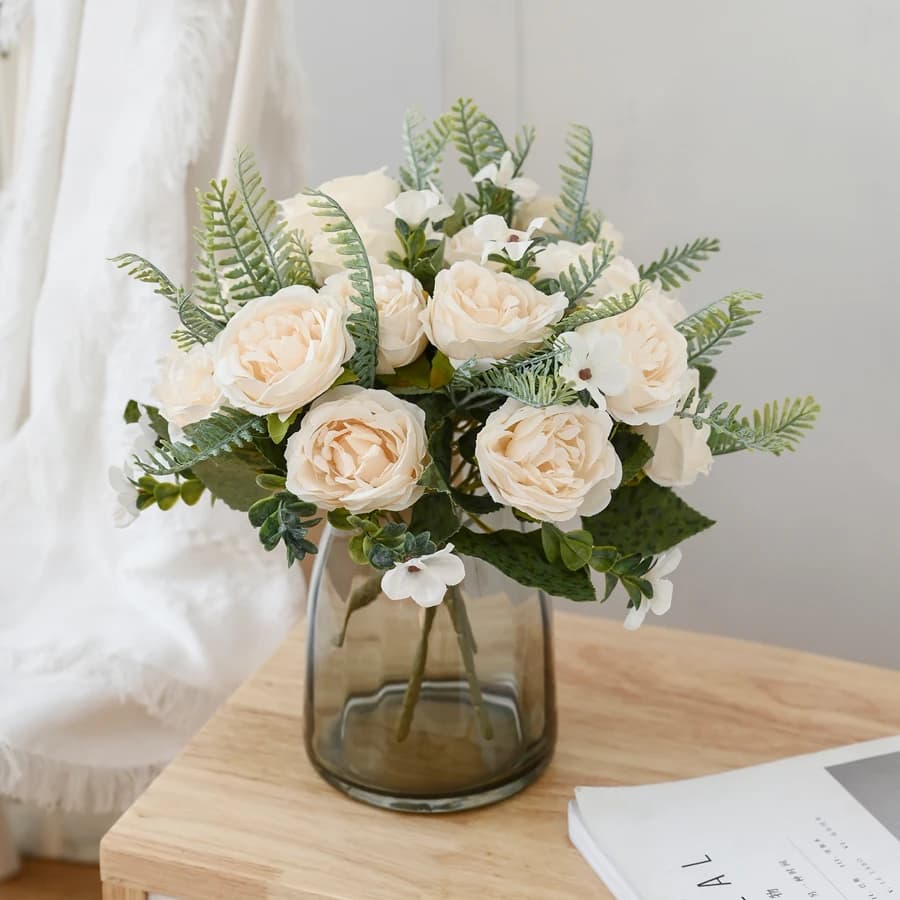 Artificial Flowers Vase Home Room Decora Valentine's Garland Fake Plant Wedding Wreath Bridal Bouquet Outdoor Yard Diy Gifts Box