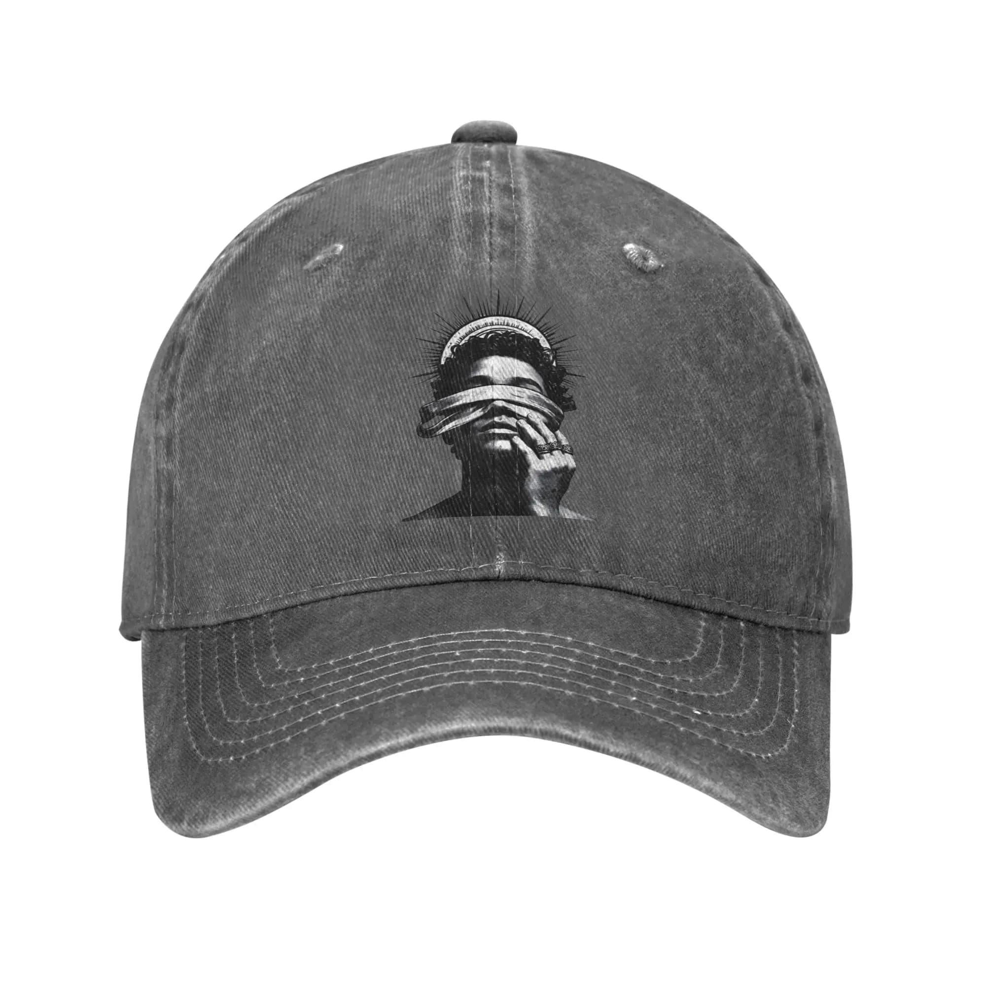 Spiked Halo Blindfolded Saint Black White Portrait Baseball Caps Peaked Cap Sun Shade Hats for Men