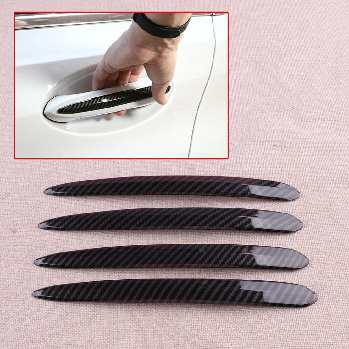 4Pcs Door Handle Decoration Cover Stickers Decor ABS Carbon Fiber Style Fit for BMW 5 series G30 G38 X3 G01 X4 G02 X5 G05 2019