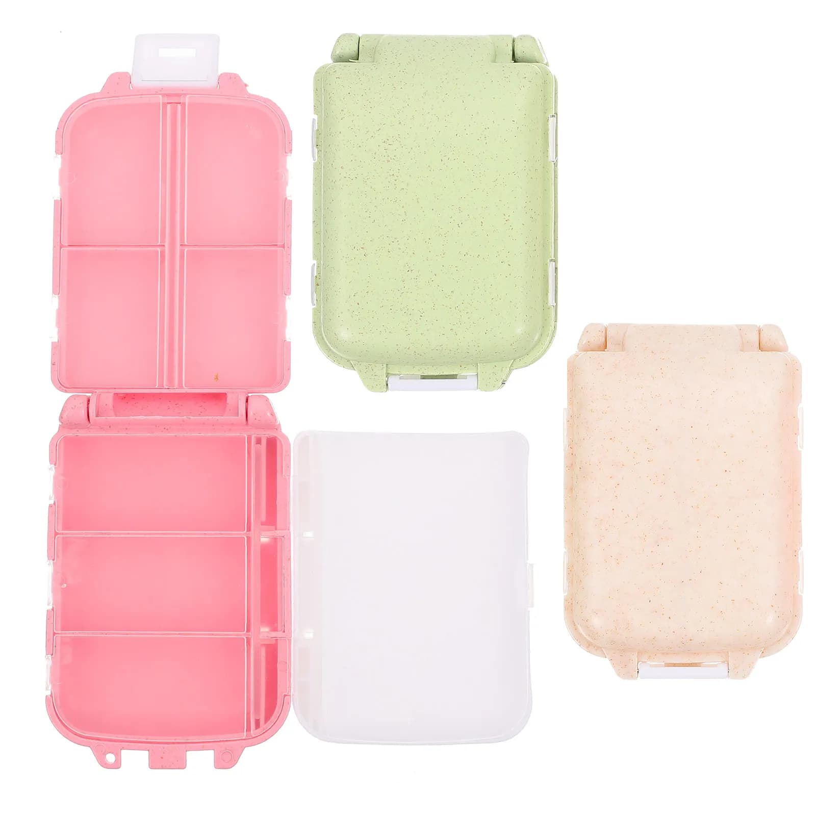 Set di 3 Mini Scatole Portatile per Medicinali, Organizzatore Pieghevole a 3 Livelli per Pillole, Vitamine e Integratori, Contenitore Compatto da Viaggio