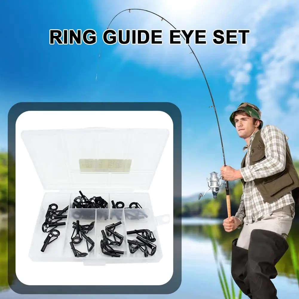 40pcs Fishing Rod Line Guides Eyes Sets Stainless Steel Tip Top Ring Circle Pole Repair Kit Fishing Accessories