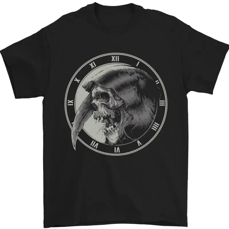 Grim Reaper Skull Biker Watch Gothic Demon Men's T-Shirt 100% Cotton