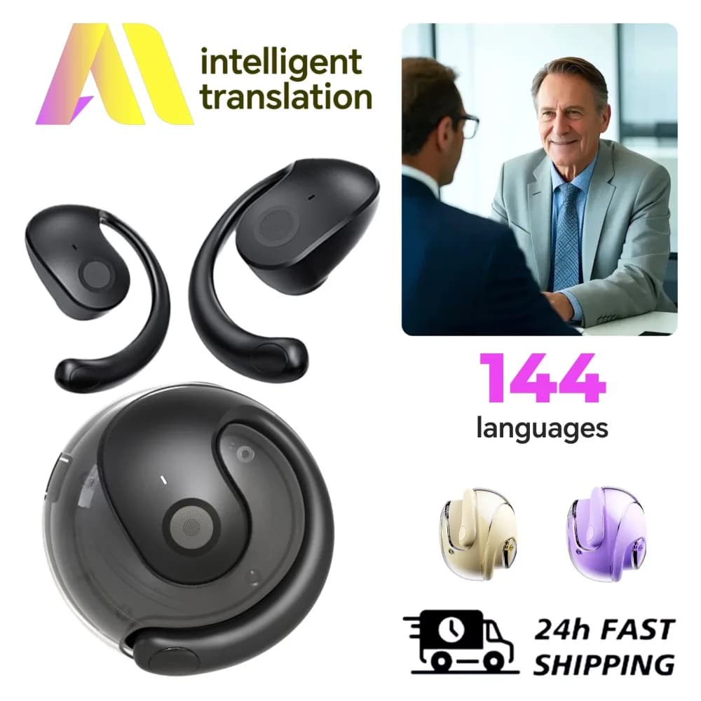 Ai Smart Cuffie per traduzione Sport Cuffie wireless Bluetooth impermeabili 144 lingue Auricolari per traduttore in tempo reale con microfono