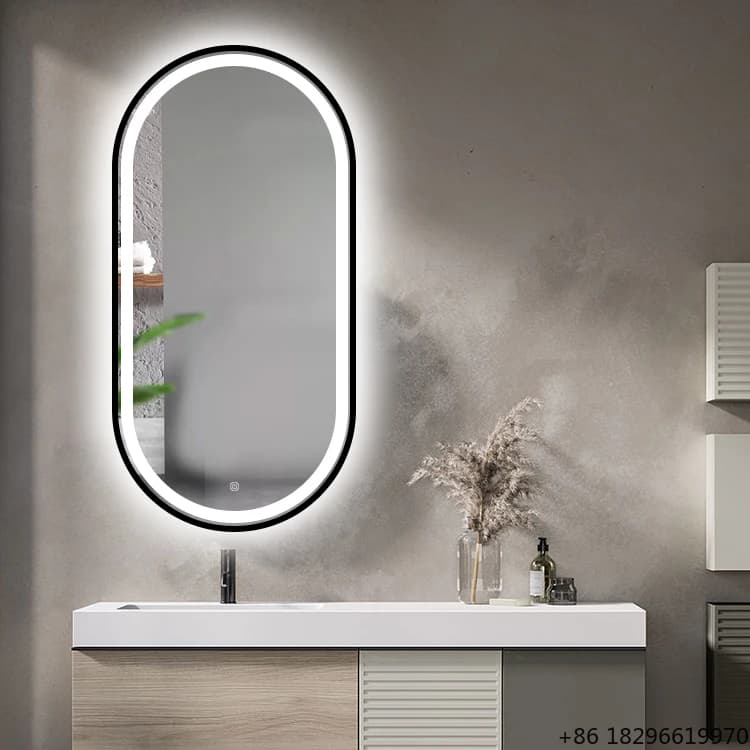 2025 Popular Oval LED Bathroom Mirror Luxury Golden Frame Anti-Fog Vanity Makeup Mirror Wall Mounted