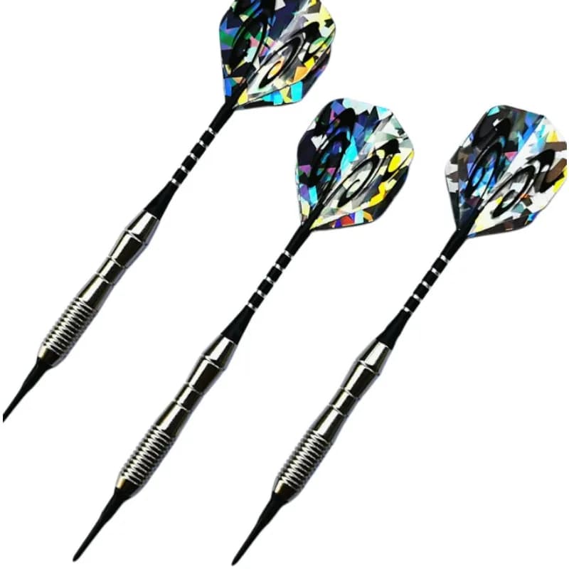 18g Silver Plated Soft Tip Darts 3Pcs Set Black Dart Shafts L5/L3/L16 Spider Pattern Flight Plastic Tips Electronic Dartboard