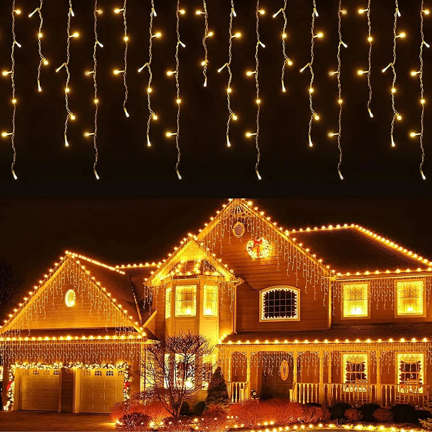 Christmas Ice Light Outdoor Decorations LED Curtain Fall 0.3-0.4m Street garland on house New Year's Decoration 2023