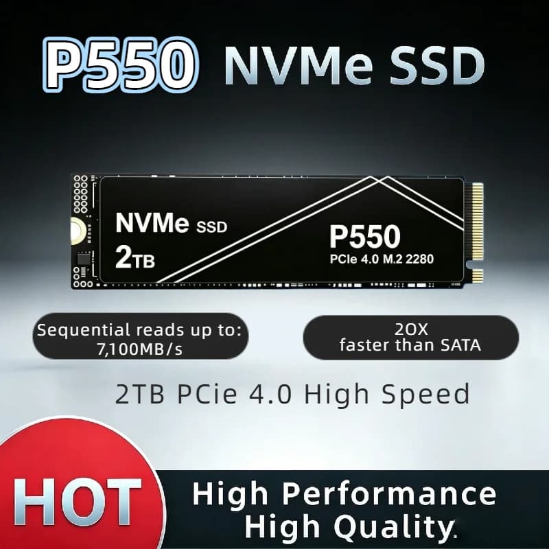 P550 1TB 2TB 4TB Portable NVMe PCIe Gen SSD 2026 New External Solid‑State Disk For Laptop Desktop Gaming Computer PS5