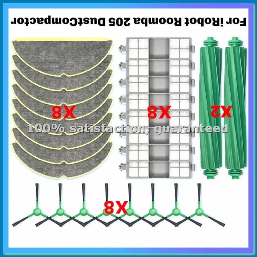 For vacuum cleaner / compactor 205: spare parts and accessories, main brush, lateral brush, HEPA filter, washing cloth - A79M