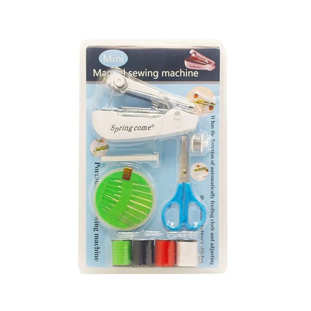 New Plastic Sewing Machine Kit Thread Spools Needle Cushion Handheld Sewing Machine Manual Sewing Machine Household Use