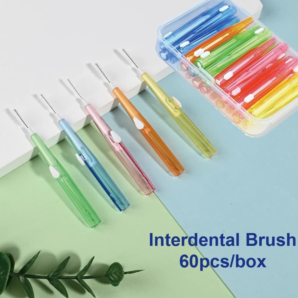 60 pz/scatola Spazzole Interdentali Dentale Pulizia Dei Denti Ortodonzia Igiene Orale Stuzzicadenti Strumento Dentale Filo Interdentale Ortodontico Spazzolino Da Denti