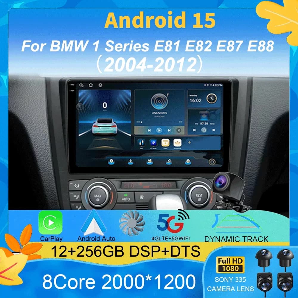 Autoradio Android 15 Per BMW Serie 1 E81 E82 E87 E88 2004 - 2012 Carplay Lettore Video Multimediale Serero Auto No 2Din DVD