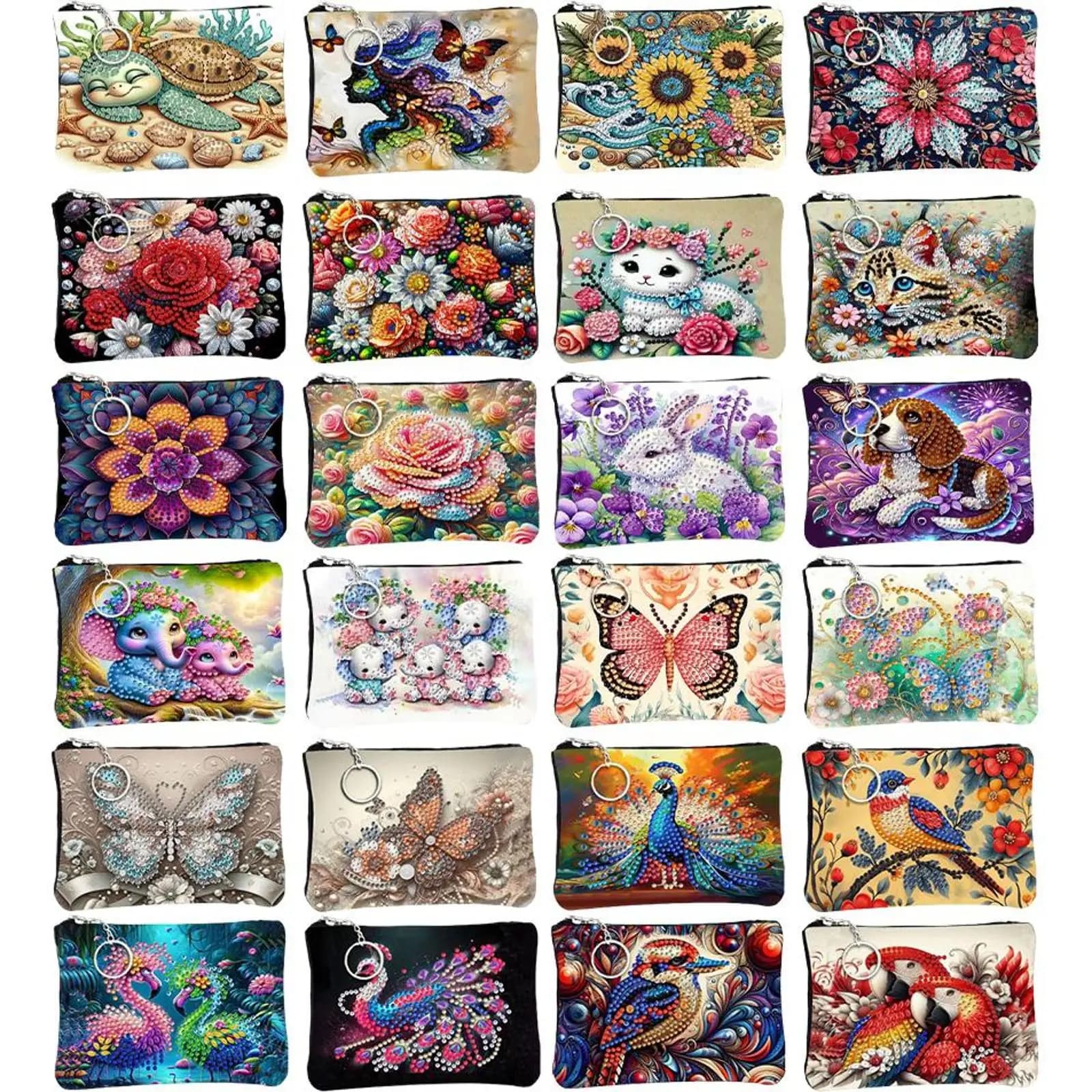 Creative coin purse with Strass for Painting Diamond DIY, Closing Hinge, 5D coin holder for Cash, Daily Use and Travel