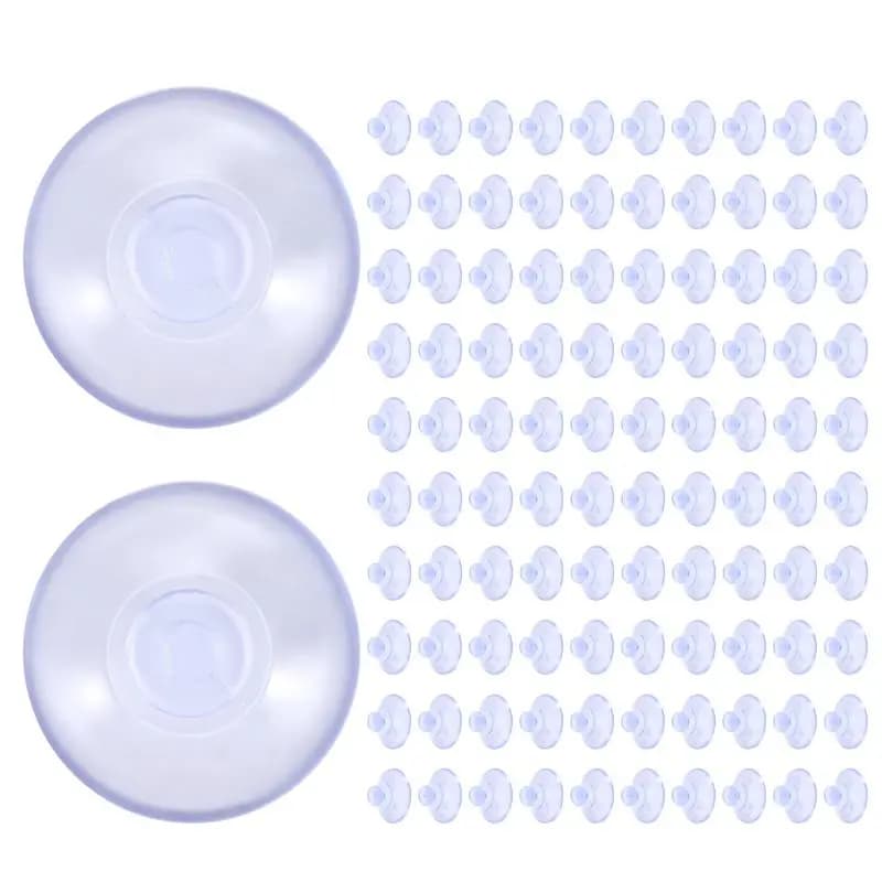 B84B-100Pcs Transparent Suction Cups, Plastic Suction Cups, Pads Without Hooks For Outdoor, Kitchen,Bathroom,Window 20Mm