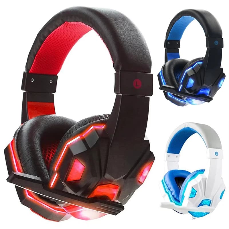 3.5 mm wired gaming headphones Computer music with microphone SVirtuale Surround Bass LED Light Gamer
