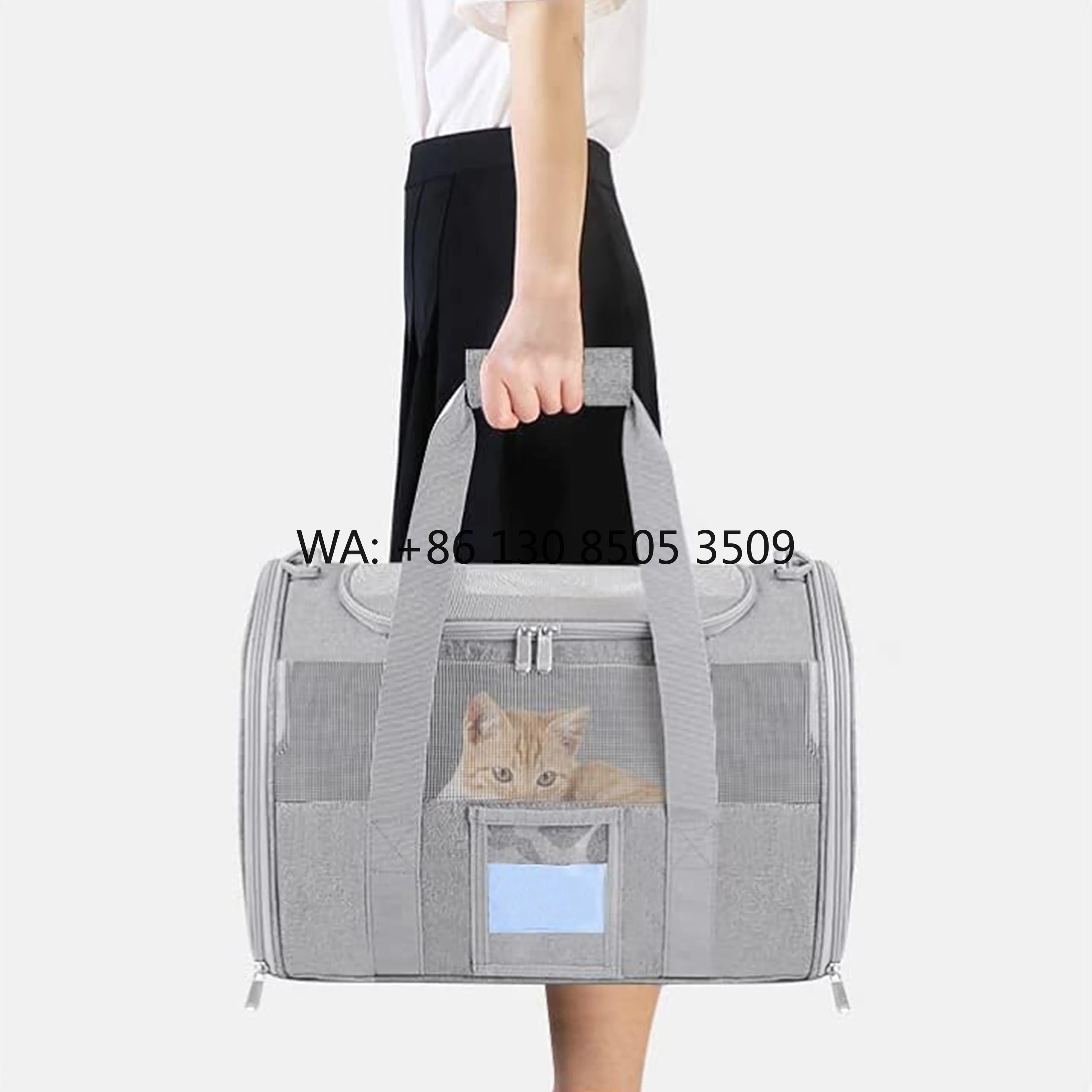 Oxford PU Hand Wash Grey Airline Approved Pet Carrier Travel Products Backpack Bag for Cat