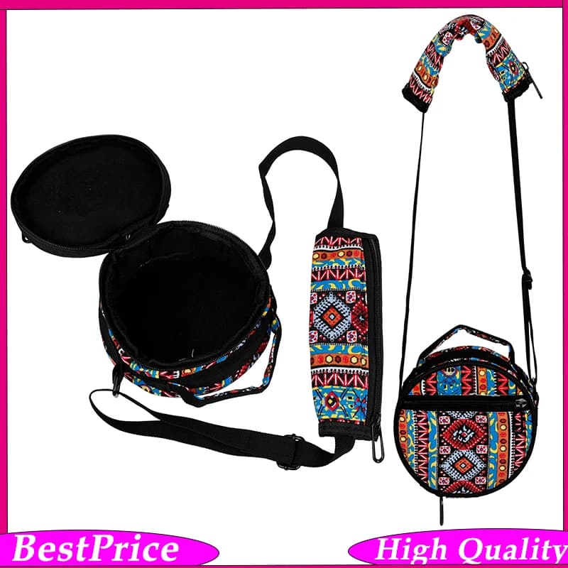 6.5 Inch Colorful Ethnic Style Zen Drum / Silent Drum Bag – Waterproof Oxford Cloth, Thick Sponge Padding, Shoulder Strap & Top