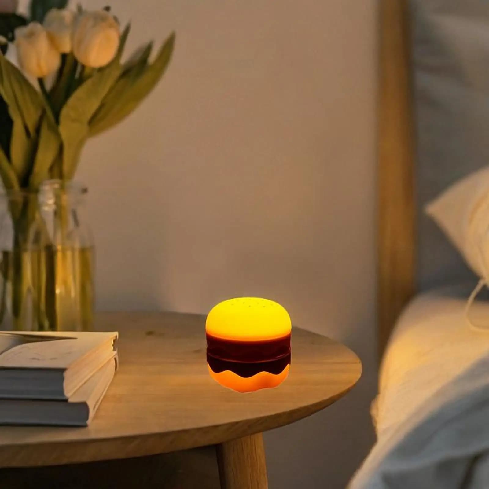 Lampada Decorativa a Forma di Hamburger, Regalo con 3 Livelli di Luminosità e Controllo Touch, Luce Notturna Cartoon per Camera da Letto, Ufficio, Soggiorno, Casa, Adolescenti