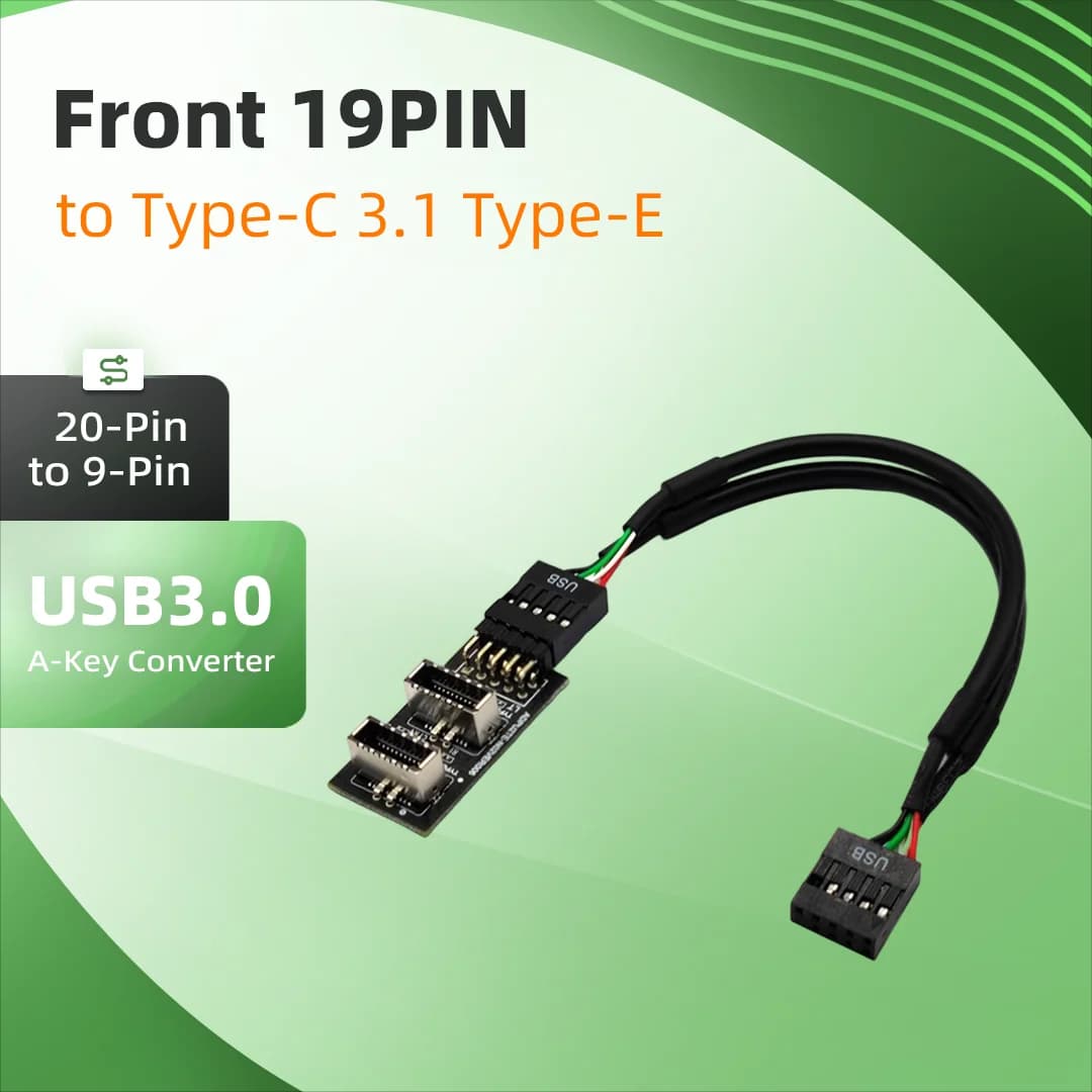 Adattatore USB 3.0 19PIN a Type-C 3.1 Type-E, Scheda di Estensione con Connettore Interno 20PIN a 9PIN A-KEY