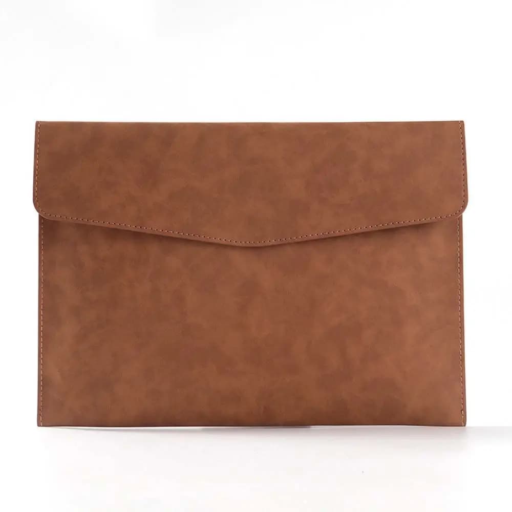 Office School Filing Products Large Capacity Button Design Business Handbag PU Leather Folder Laptop Bag Document Organizer Bag