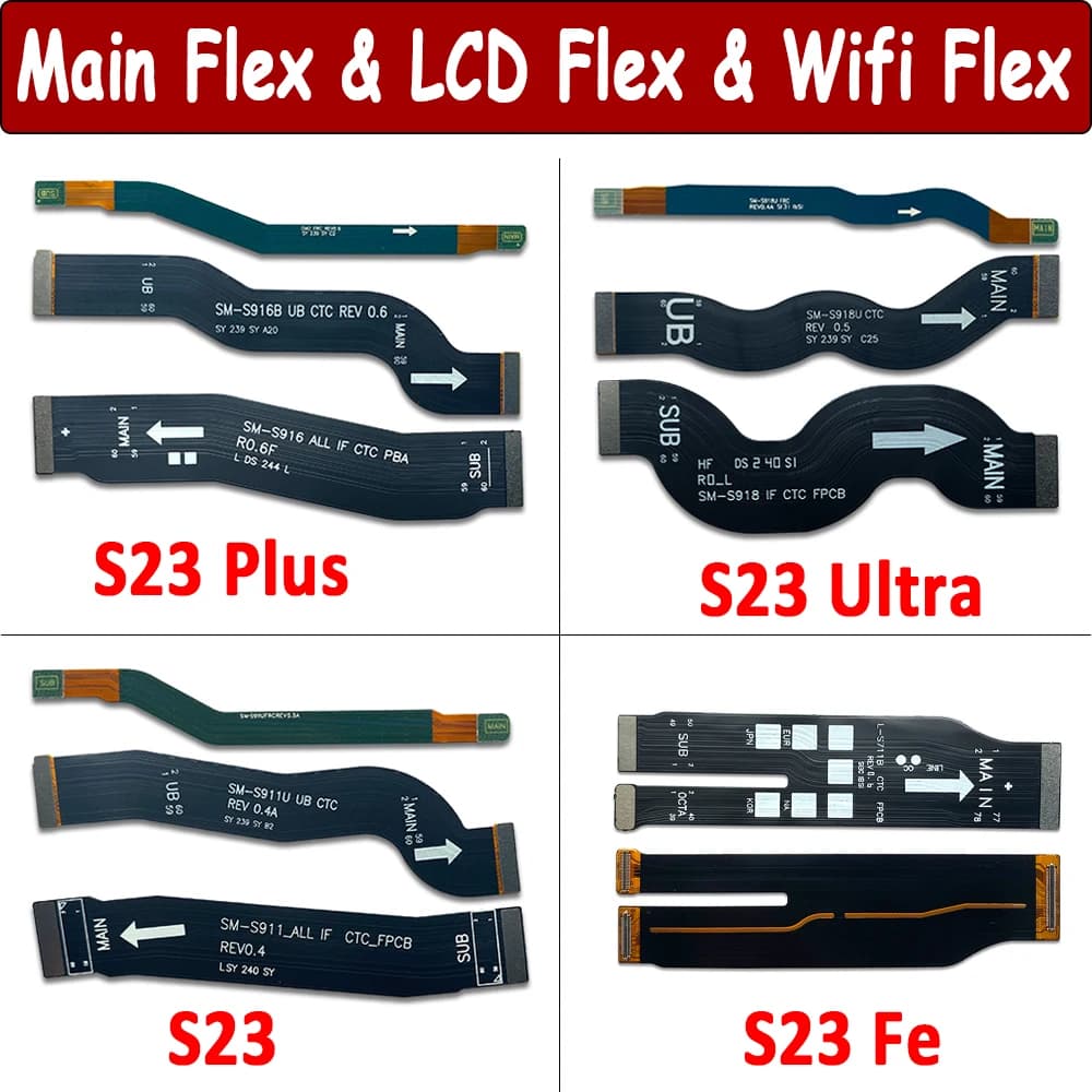 Connettore Scheda Madre Antenna Segnale Wi-Fi per Samsung S23 / S23 Plus S23 Ultra S23 FE Cavo Flessibile Principale Display LCD