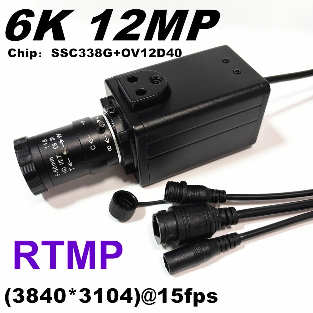 Telecamera IP RTMP 6K 12MP ad alta risoluzione 3840x3104 Mini Webcam di rete 8MP 5-50mm Varifocale RTSP P2P Onvif Protezione di sicurezza