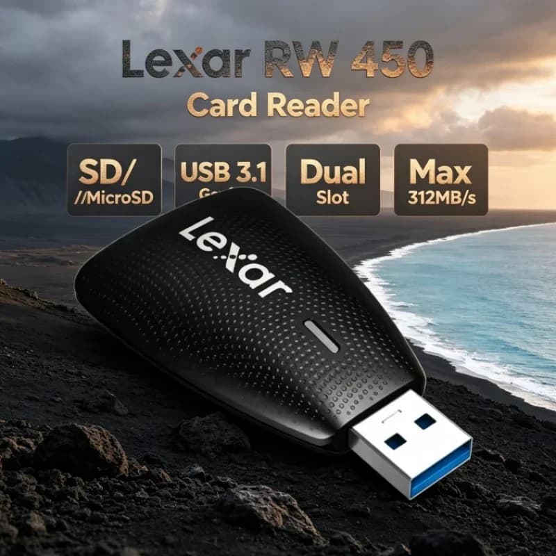 Lexar RW450 Portable Memory Card Reader USB 3.1 UHS-II SD TF Card Adapter Plug and Play Hot Swap for Windows Mac OS System