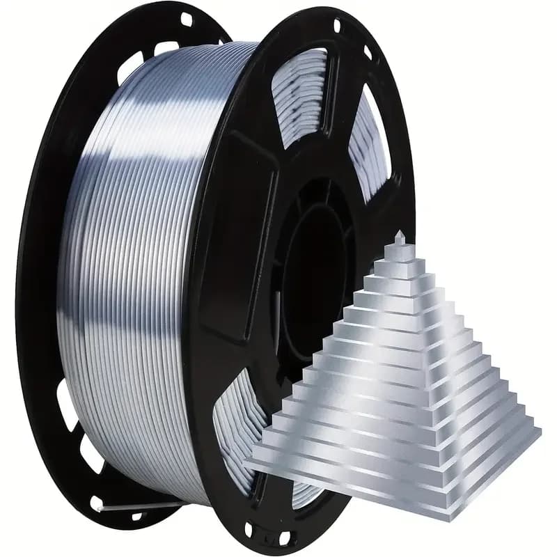 Filament PLA Silver Silk Filament 3D Printer from 1.75 mm with glossy surface, PLA silk filament polished metallized 250 g 3D Printing